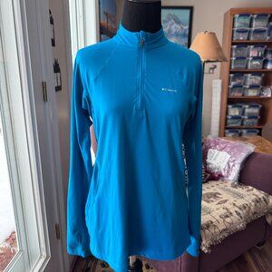 Columbia Omni Heat Athletic Jacket Blue Quarter Zipper Large